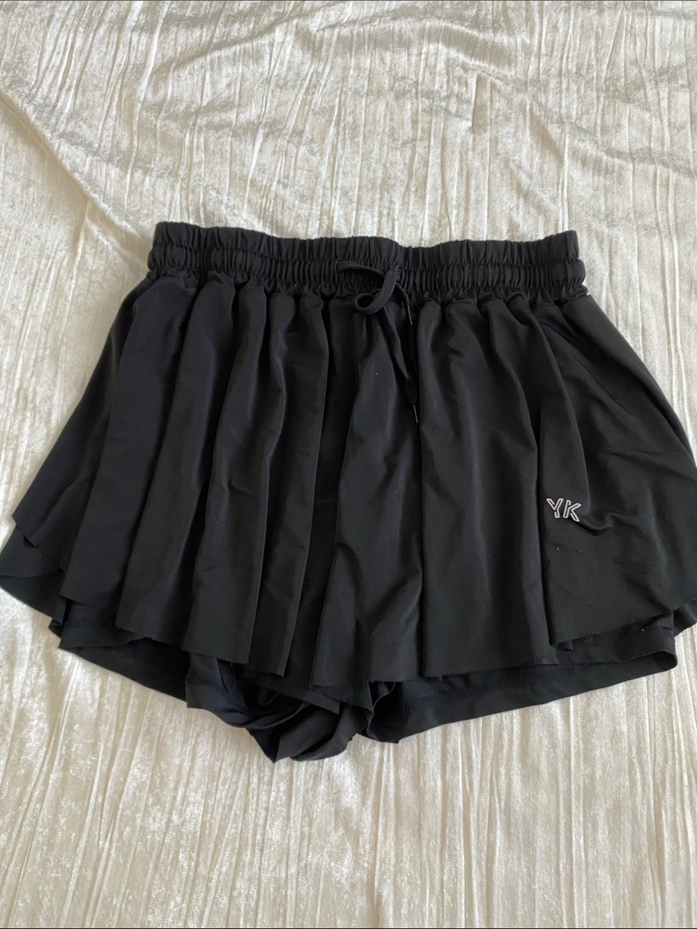 Women's Black Layered Athletic Skort with Drawstring